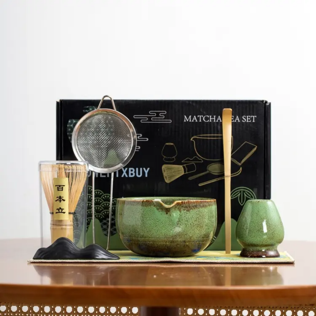 OKYUK Matcha Set, 7-delig Premium Matcha Thee Set, Matcha Kit met Matcha schaal, Matcha klopper, Matcha zeef, Beste geschenk voor Matcha-liefhebbers OKYUK Matcha Set, 7-delig Premium Matcha Thee Set, Matcha Kit met Matcha schaal, Matcha klopper, Matcha zeef, Beste geschenk voor Matcha-liefhebbers